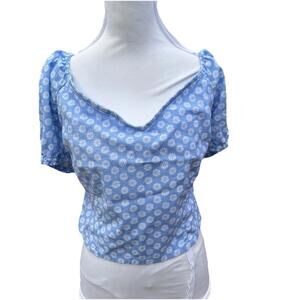 Abercrombie & Fitch Puff Sleeve Smocked Floral Crop Top Cottage Sweetheart Sz Xl